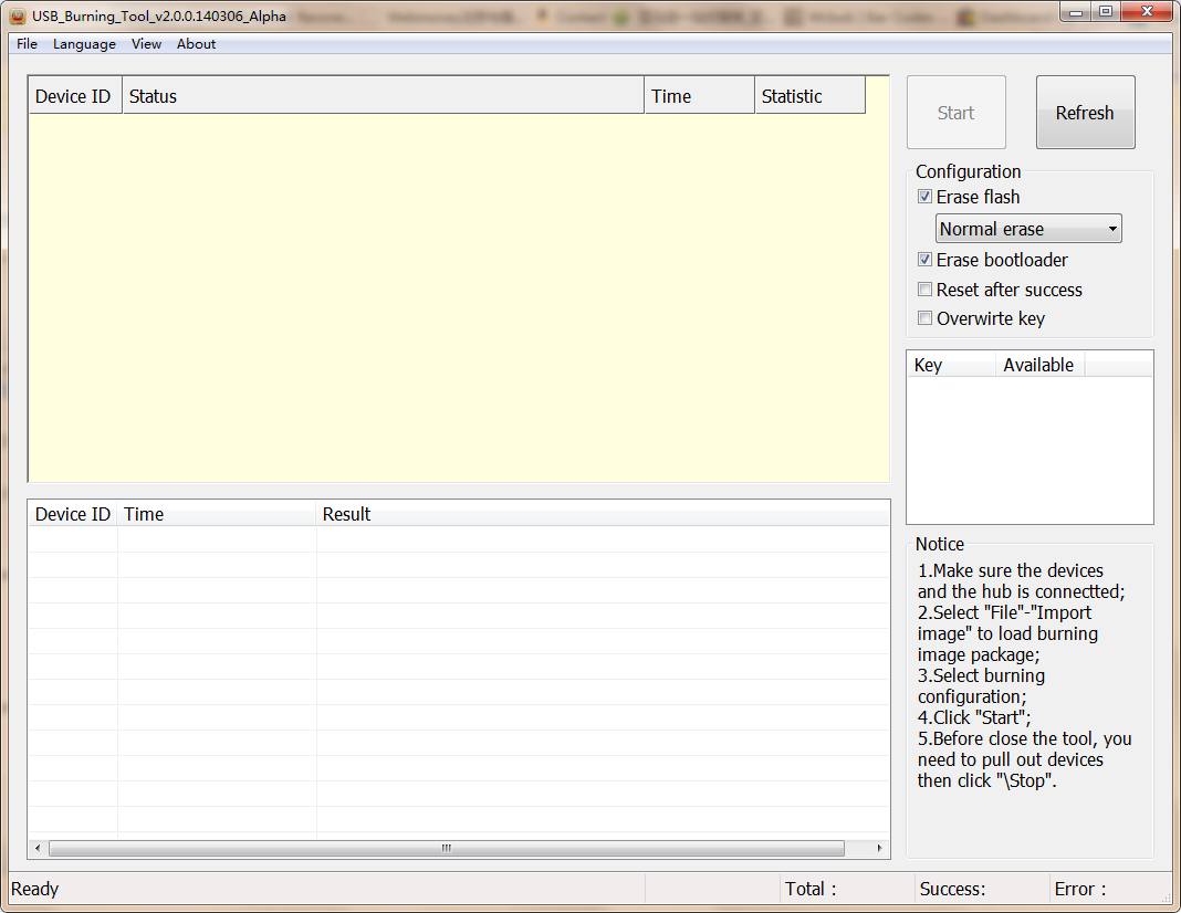 amlogic usb burning tool get key failed