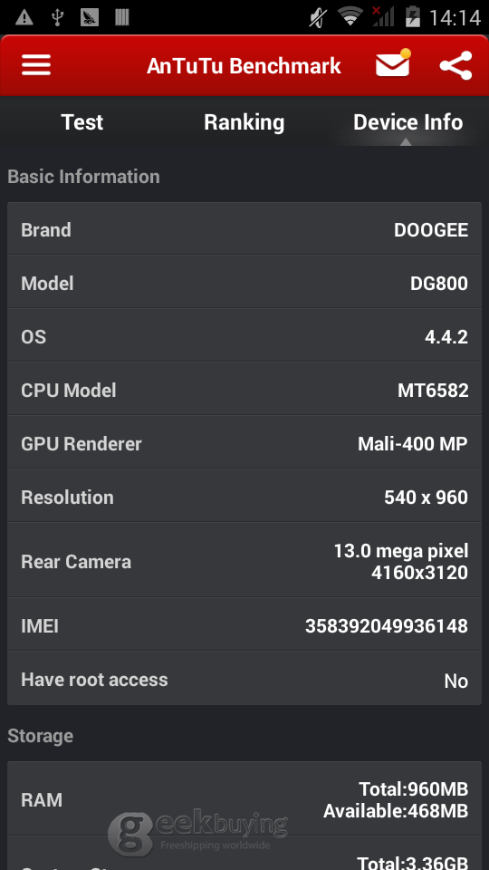[Product Review]Doogee DG800 4.5inch MTK6582 Quad core IPS QHD Screen Android 4.4.2 OTG OTA Back Touch