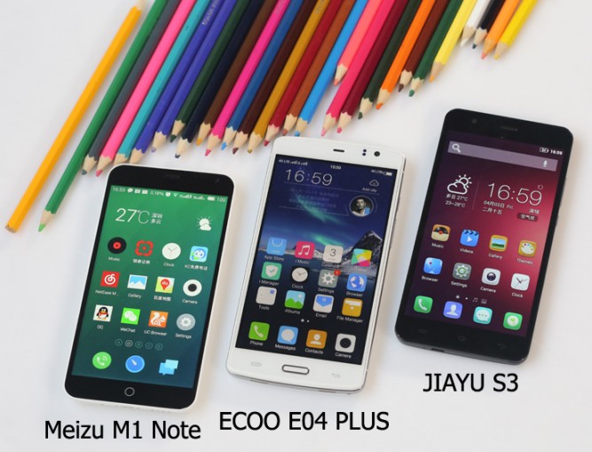 Meizu M1 Note VS ECOO E04 PLUS VS JIAYU S3