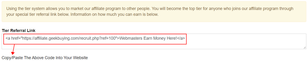 Affiliate Tier Commission Incentive for Geekbuying In-house Program