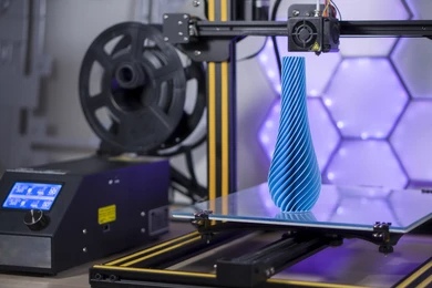 3D printing of blue glass ornament on FDM printer