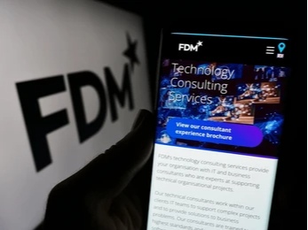 FDM Group Limited with Logo, Focus on center of phone display