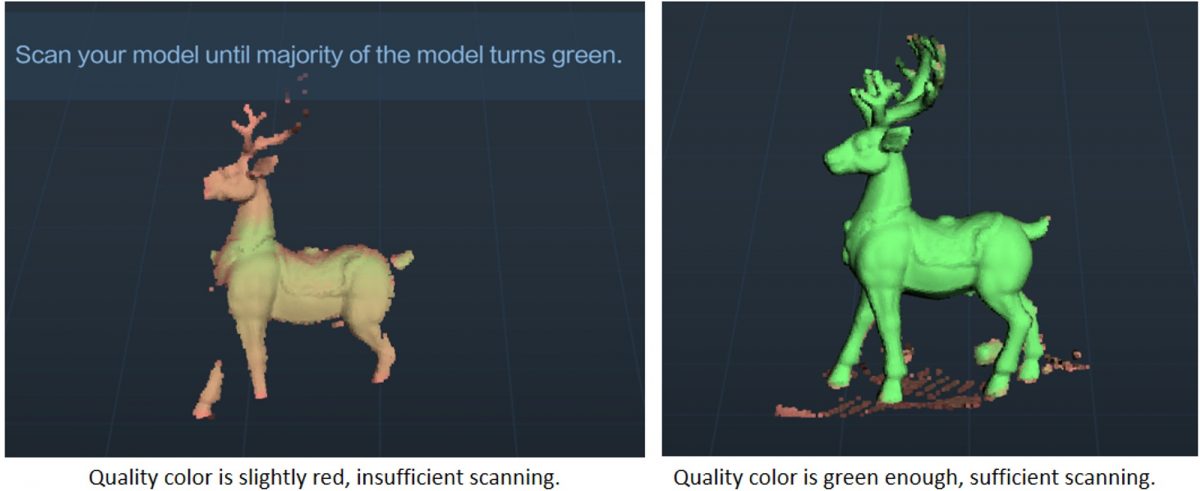 Scan your model until majority of the model turns green.