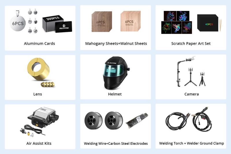 Accesorios centrales del grabador láser