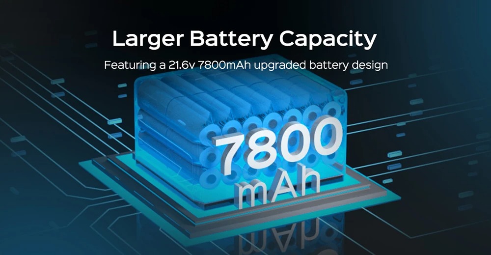 WYBOT C1 MAX cordless robotic pool cleaner with 7800mAh high-capacity battery, showcasing extended runtime for large pools up to 2152 sq.ft.