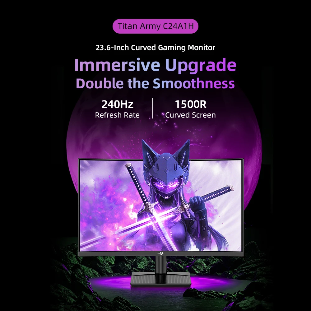 TITAN ARMY C24A1H 23.6” Curved Gaming Monitor